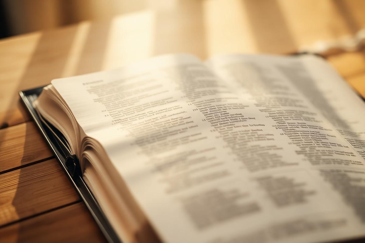 Open Bible in warm morning light